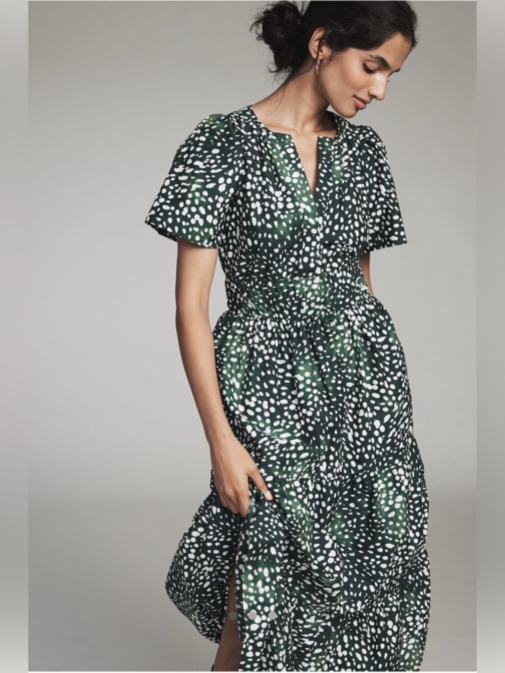 💚 🤍 NWT Anthropologie ‘Somerset’ maxi dress green & white sz XS